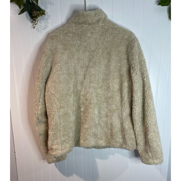 Pendleton Beige Sherpa Fleece Jacket L/G Full Zip Plaid Lining Womens Outerwear - Picture 4 of 16